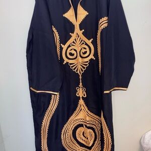 Black and Gold Embroidered Kaftan